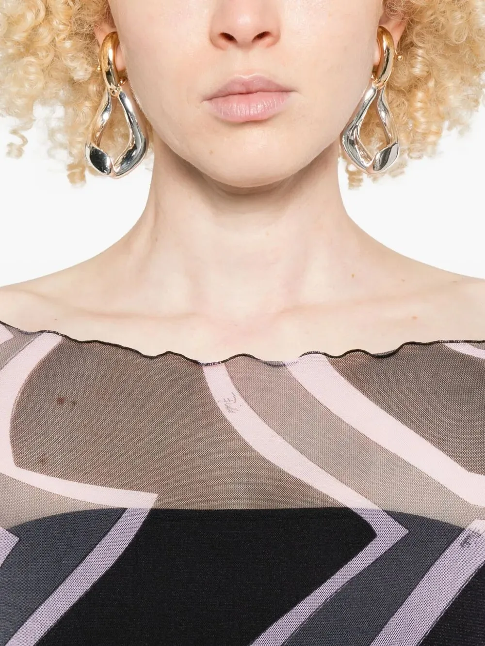 ABSTRACT-PRINT LONG-SLEEVED TULLE MAXI DRESS sold by Lord & Taylor product image thumbnail 2