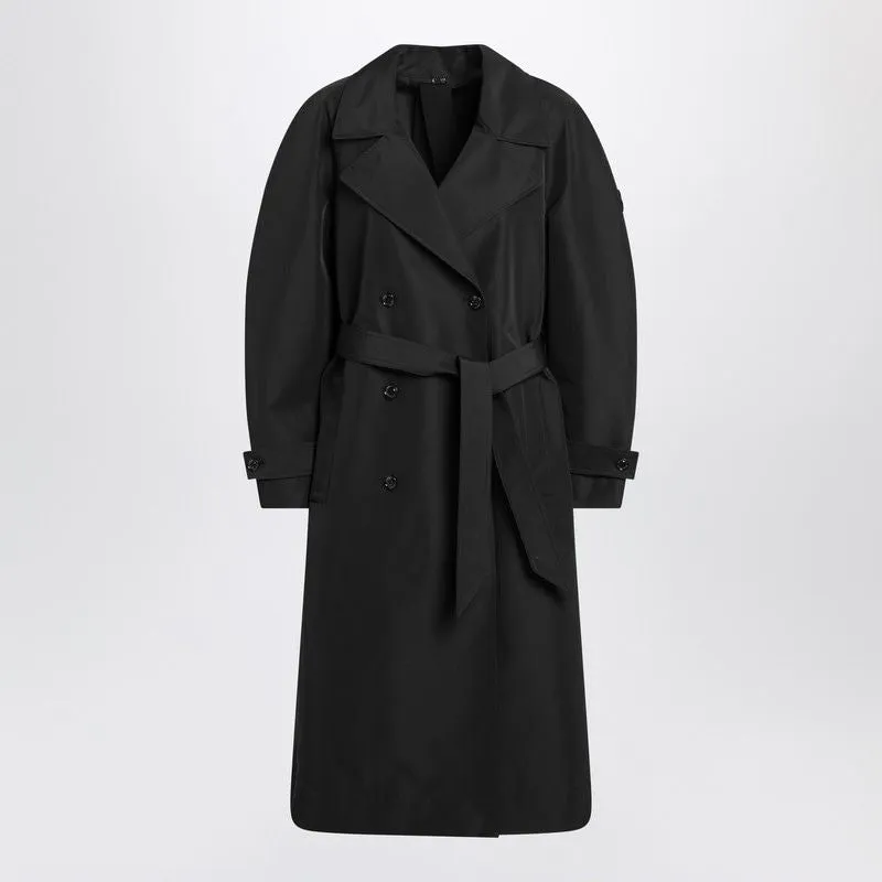 BLACK DOUBLE-BREASTED TRENCH COAT WITH BELT sold by Lord & Taylor