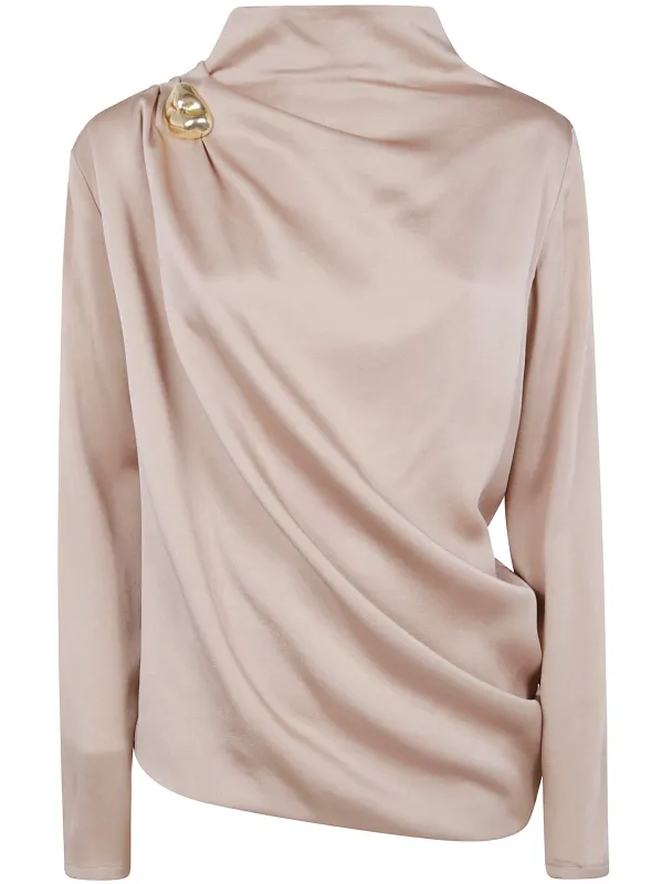 SATIN LONG SLWWVE TOP sold by Lord & Taylor