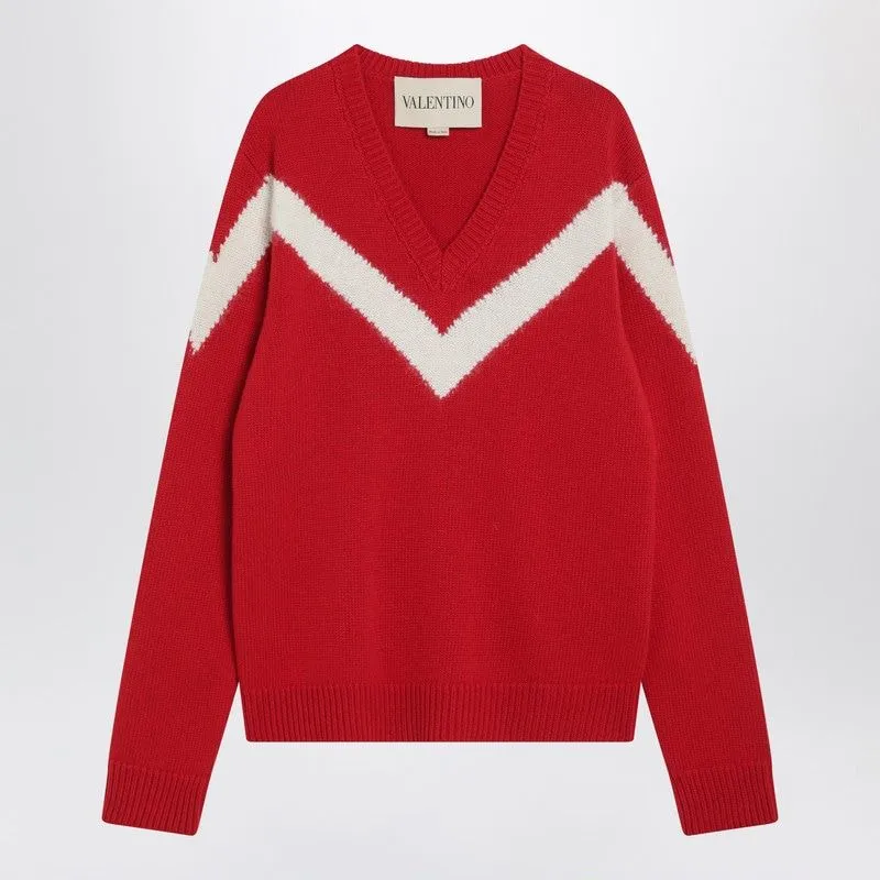 RED SWEATER WITH VLOGO ON BOW sold by Lord & Taylor