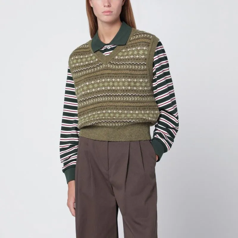 OLIVE GREEN WOOL BLEND WAISTCOAT sold by Lord & Taylor