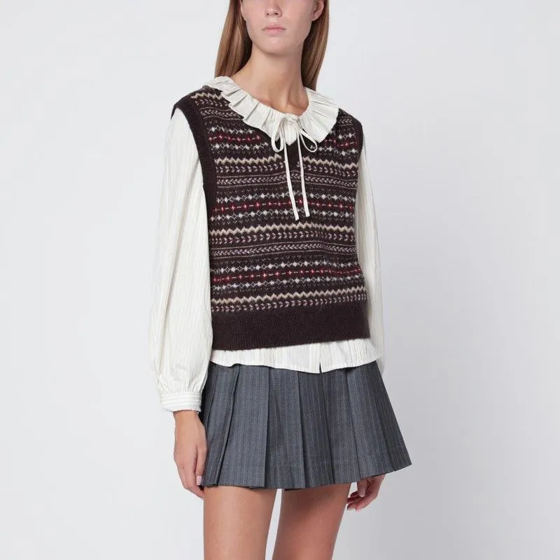 BROWN WOOL BLEND WAISTCOAT sold by Lord & Taylor