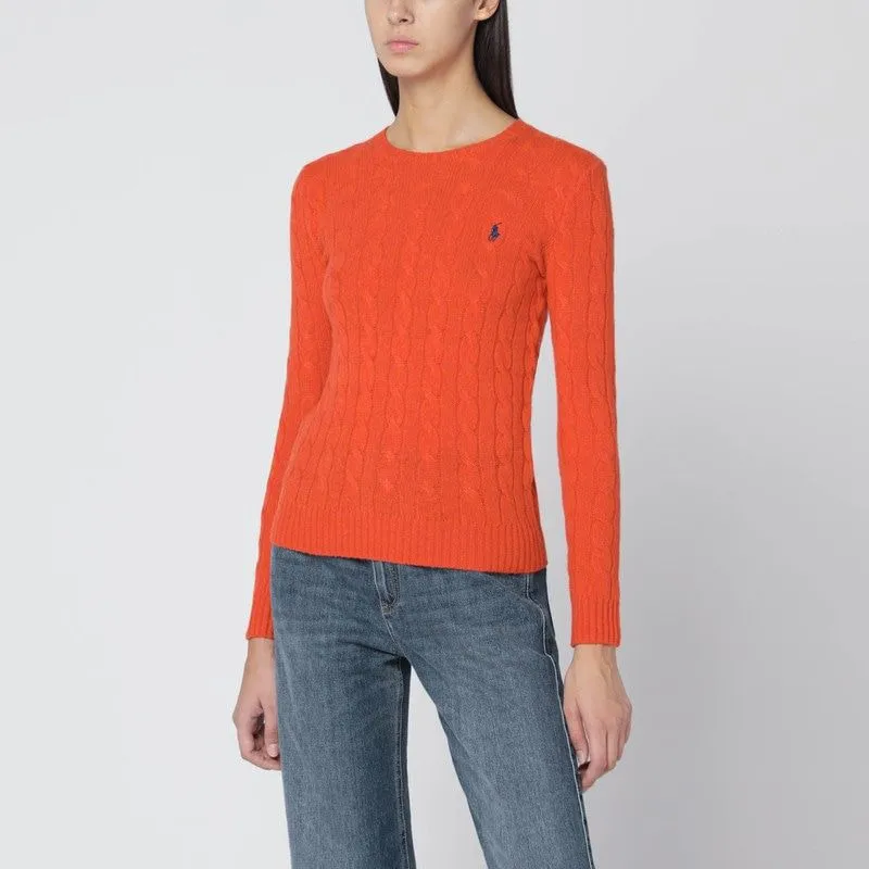 ORANGE CABLE-KNIT SWEATER IN WOOL AND CASHMERE sold by Lord & Taylor
