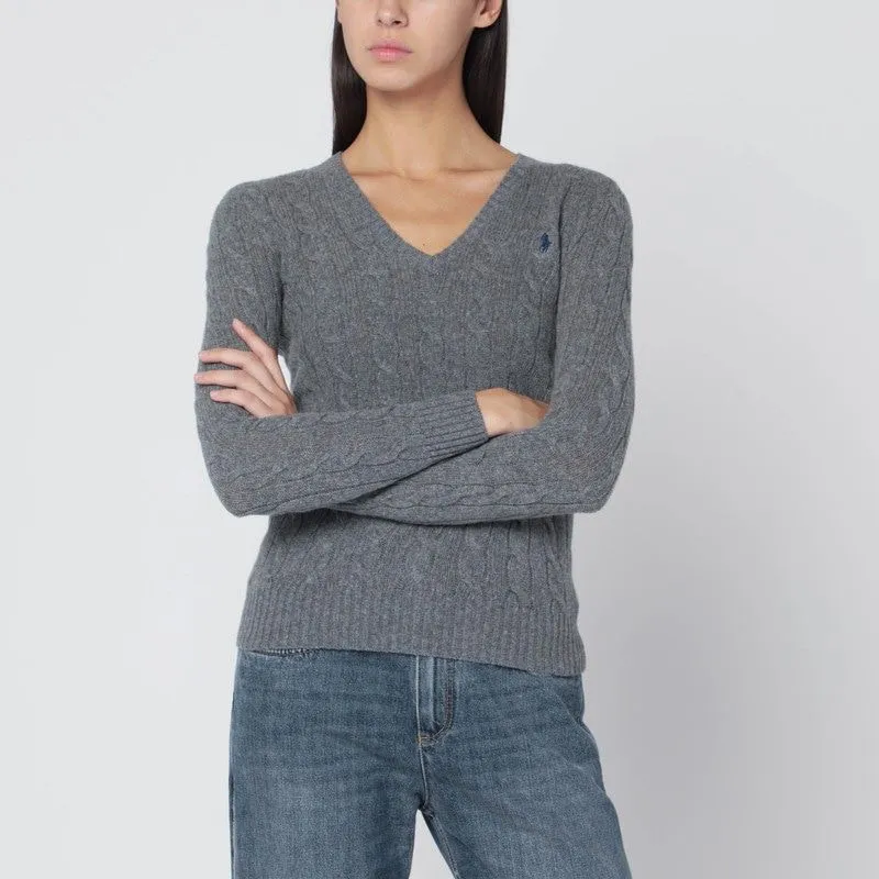 GREY CABLE-KNIT SWEATER IN WOOL AND CASHMERE sold by Lord & Taylor