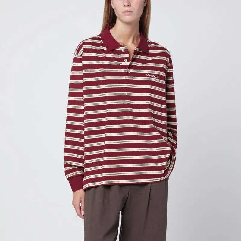BURGUNDY STRIPED COTTON POLO SHIRT sold by Lord & Taylor