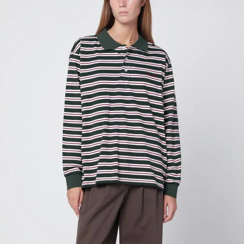 DARK GREEN STRIPED COTTON POLO SHIRT sold by Lord & Taylor