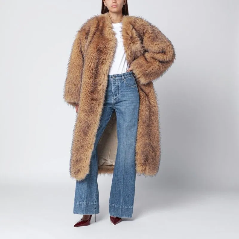 BEIGE LONG FAUX FUR sold by Lord & Taylor