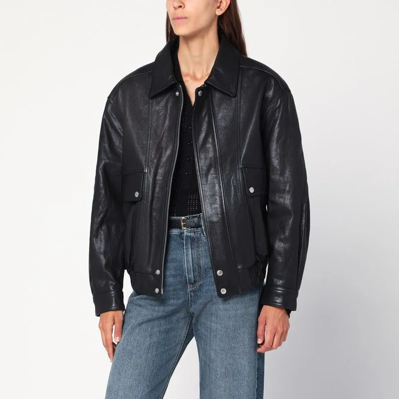 BLACK LEATHER BOMBER JACKET sold by Lord & Taylor