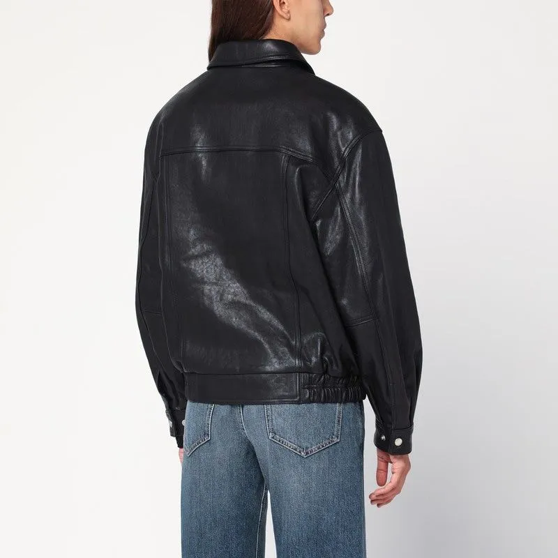 BLACK LEATHER BOMBER JACKET sold by Lord & Taylor product image thumbnail 2