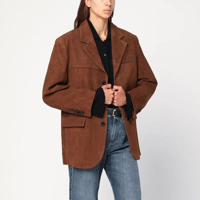 CAMEL LEATHER SINGLE-BREASTED JACKET sold by Lord & Taylor
