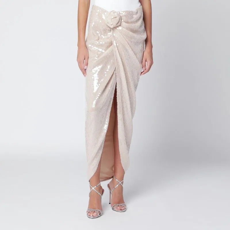 CREAM SEQUIN SKIRT WITH KNOT DETAIL sold by Lord & Taylor
