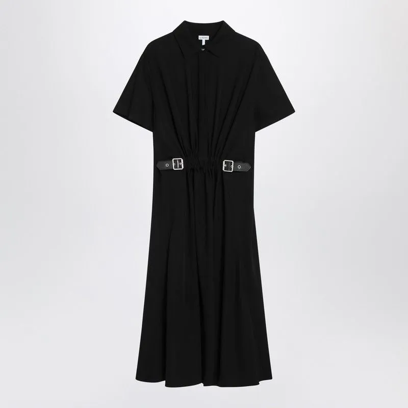 BLACK STRETCH VISCOSE BELTED DRESS sold by Lord & Taylor