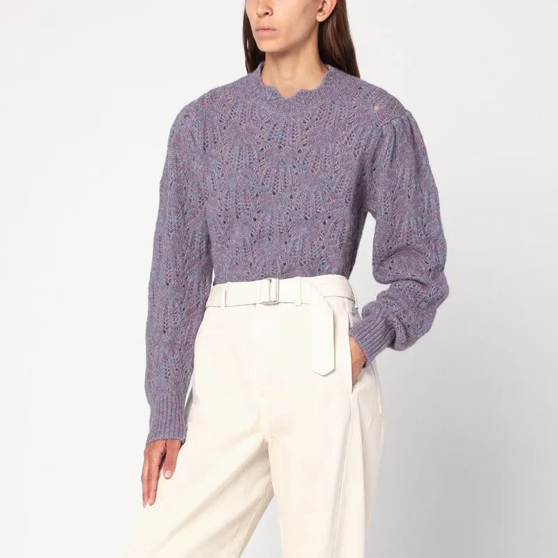 BLUE-VIOLET OPENWORK ALPACA-BLEND SWEATER sold by Lord & Taylor