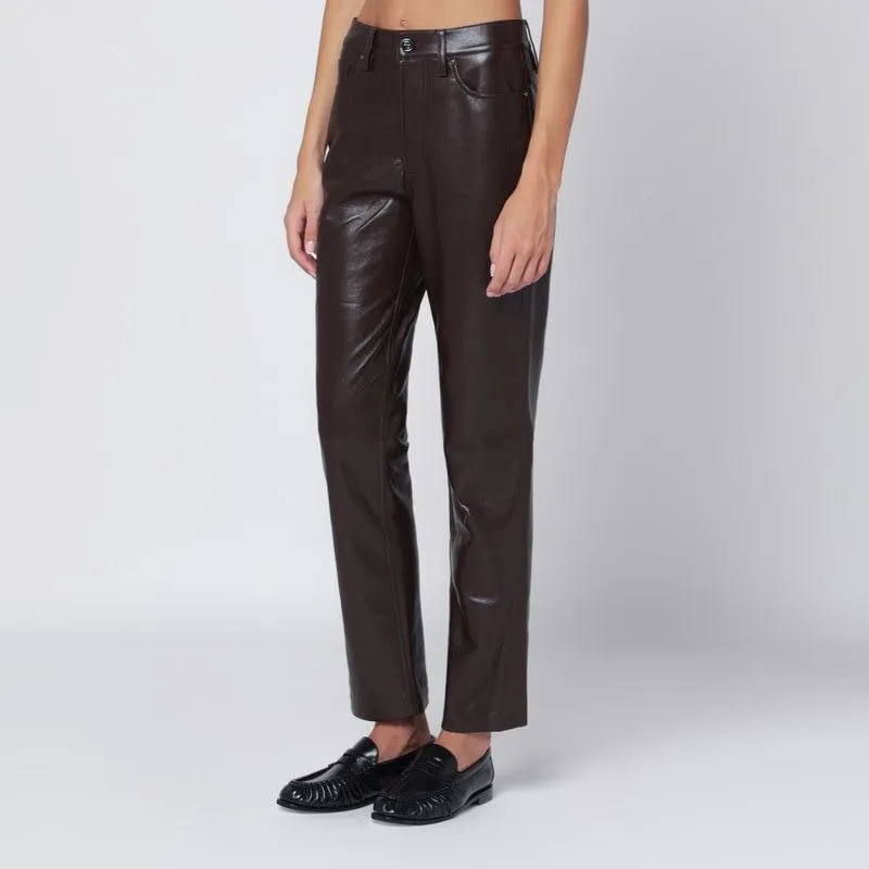 BROWN REGENERATED LEATHER TROUSERS sold by Lord & Taylor