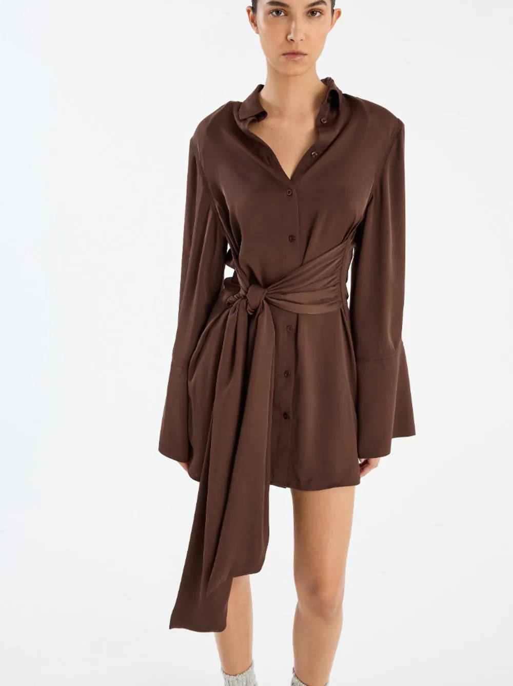 SHIRT DRESS WITH SATIN TIE sold by Lord & Taylor product image thumbnail 4