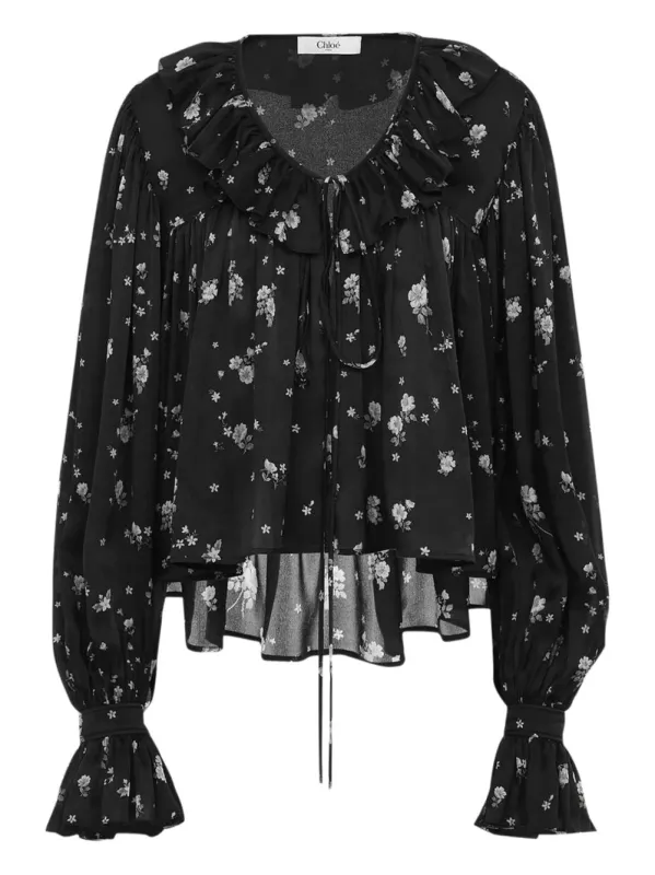 MAXI TOP WITH RUFFLES IN SILK CHARMEUSE sold by Lord & Taylor