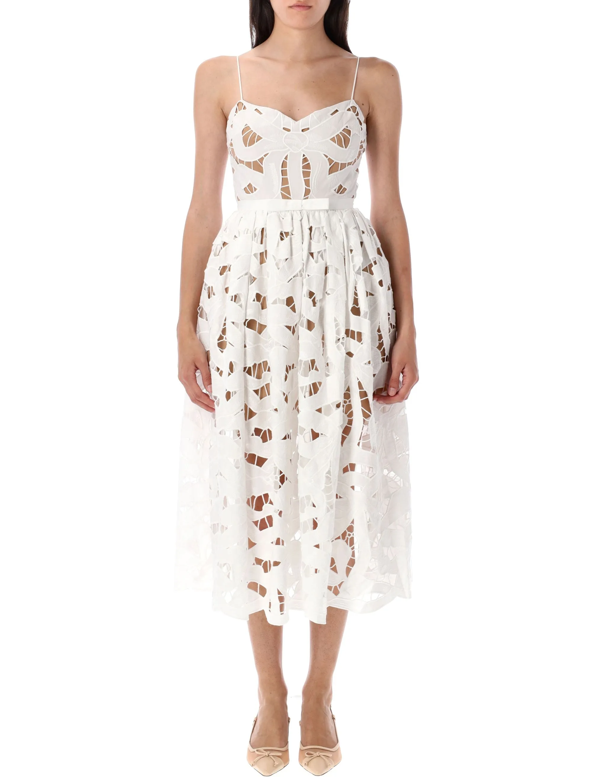 EMBROIDERED MIDI DRESS WITH BOW sold by Lord & Taylor