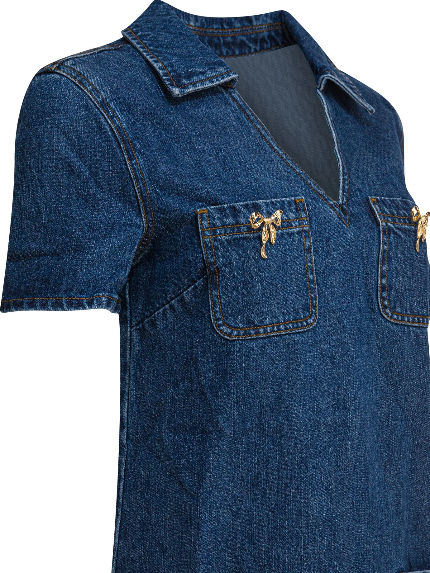 DENIM CRYSTAL BOW MINI DRESS sold by Lord & Taylor product image thumbnail 4