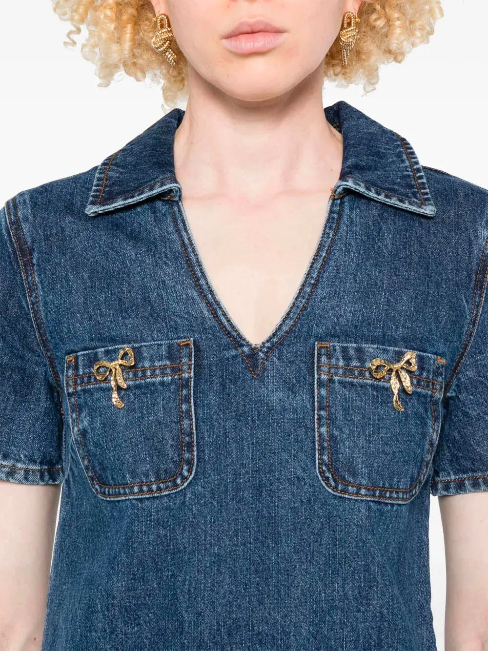 DENIM CRYSTAL BOW MINI DRESS sold by Lord & Taylor product image thumbnail 5