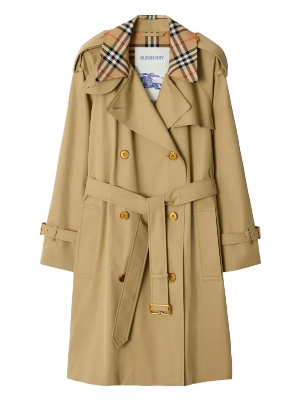 CASTLEFORD MEDIUM TRENCH COAT WITH CHECK COLLAR sold by Lord & Taylor