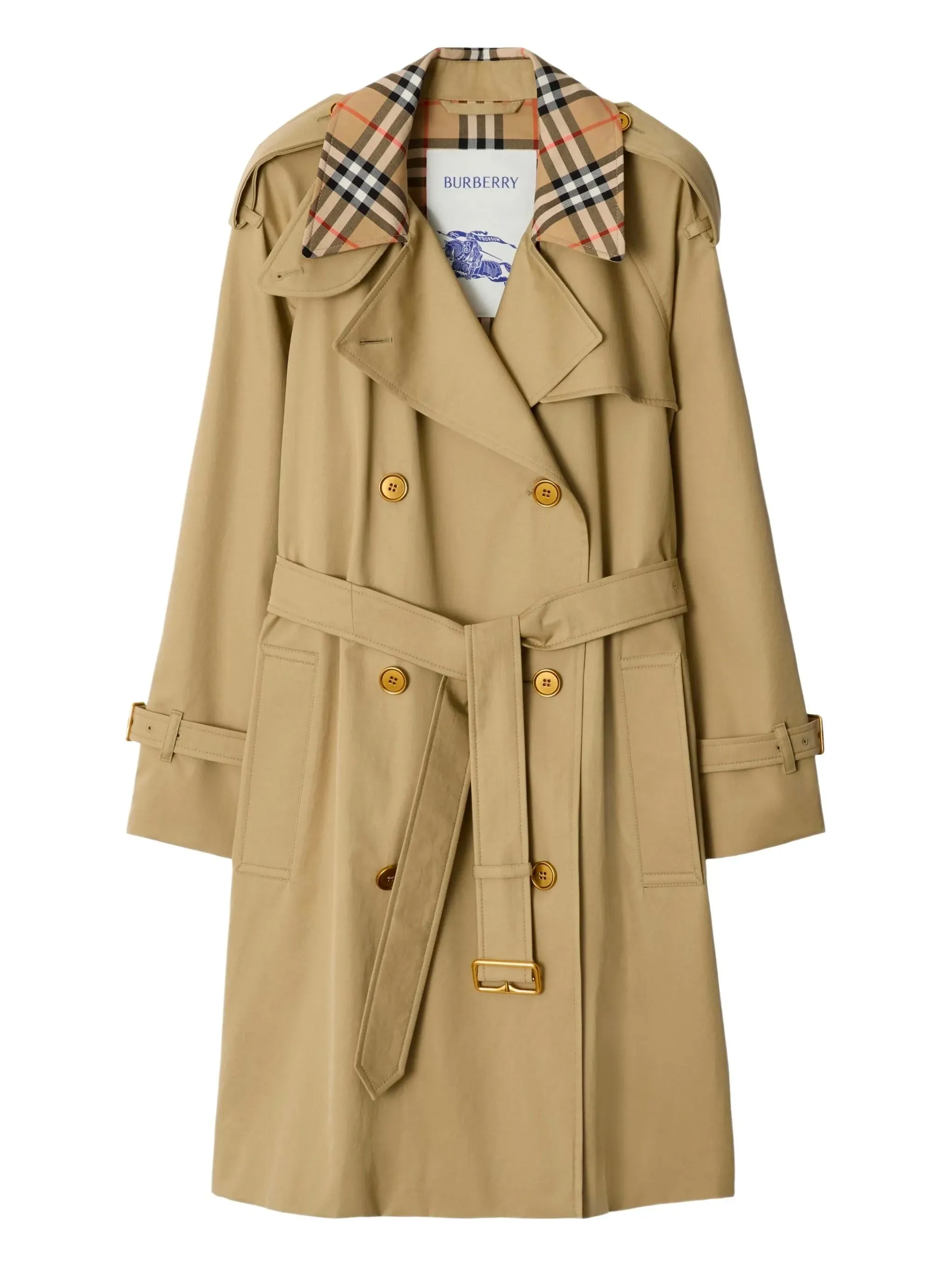 CASTLEFORD MEDIUM TRENCH COAT WITH CHECK COLLAR sold by Lord & Taylor