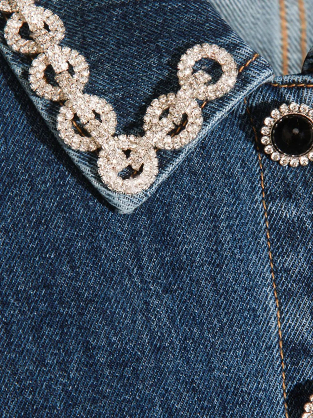 DENIM CRYSTAL TRIM COLLARED MINI DRESS sold by Lord & Taylor product image thumbnail 3