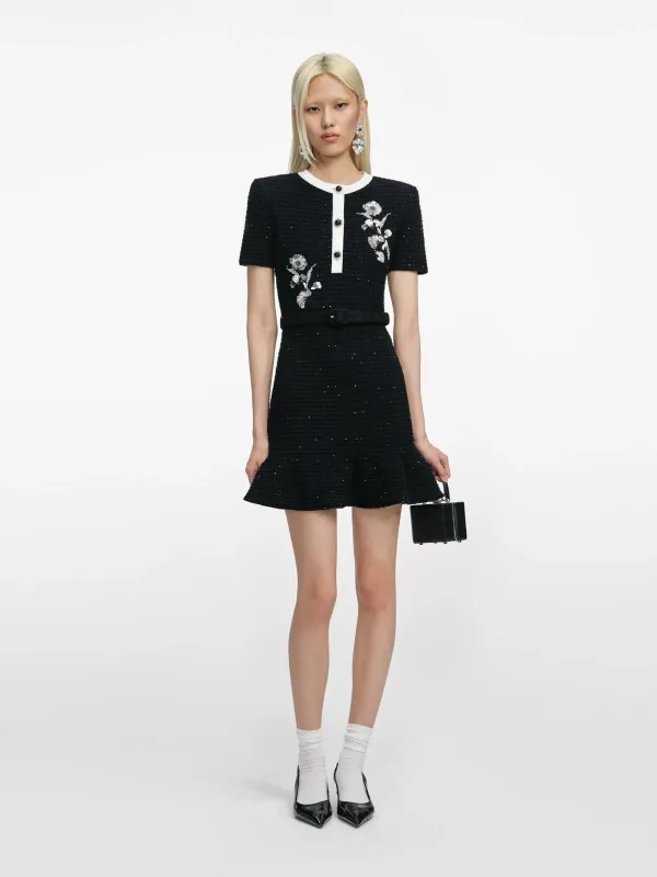 CREPE FUR HEM MINI DRESS made by Self-Portrait