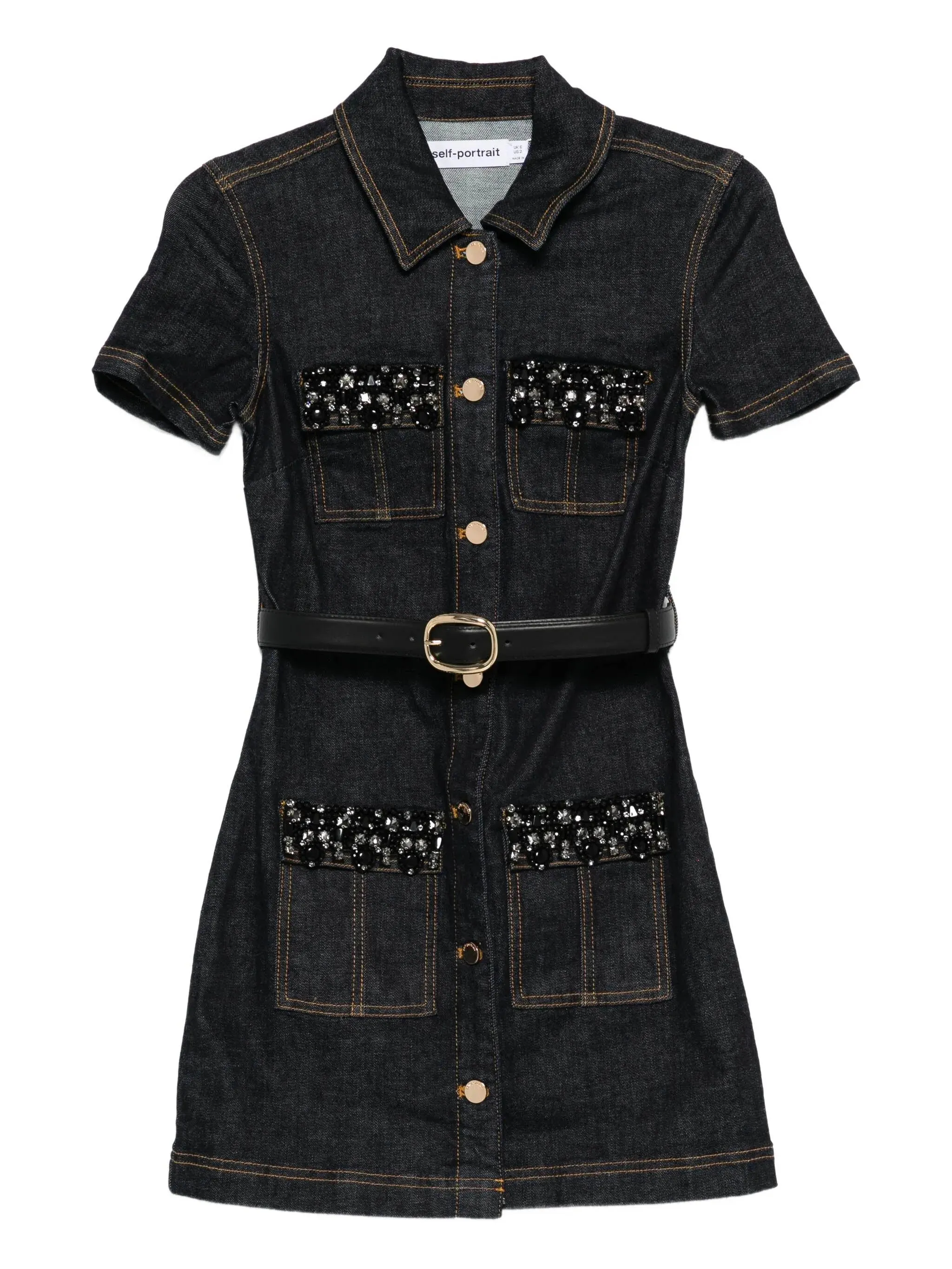 INDIGO DENIM CRYSTAL TRIM MINI DRESS sold by Lord & Taylor