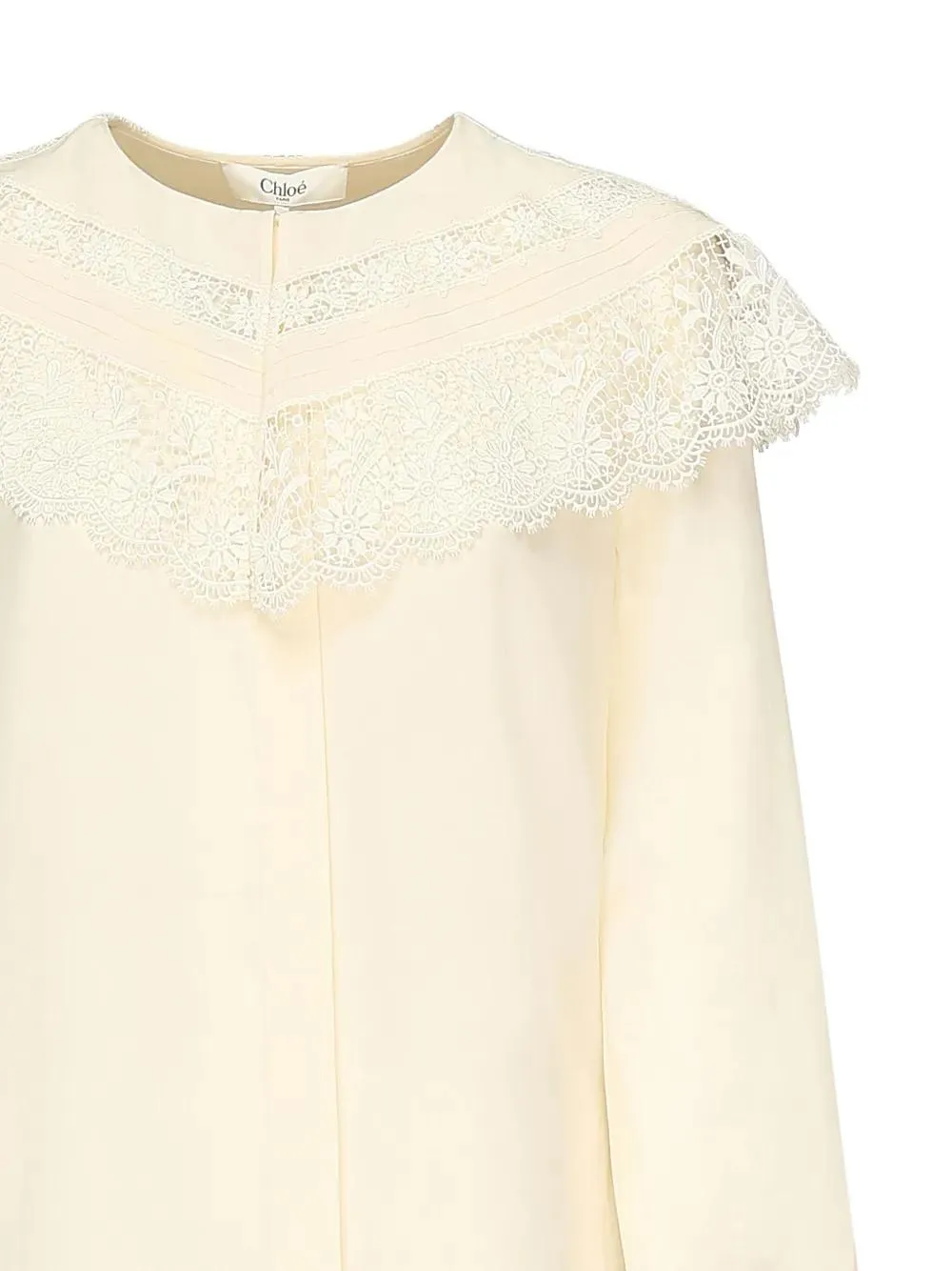 CRÊPE DE CHINE AND LACE GATHERED BLOUSE sold by Lord & Taylor product image thumbnail 3