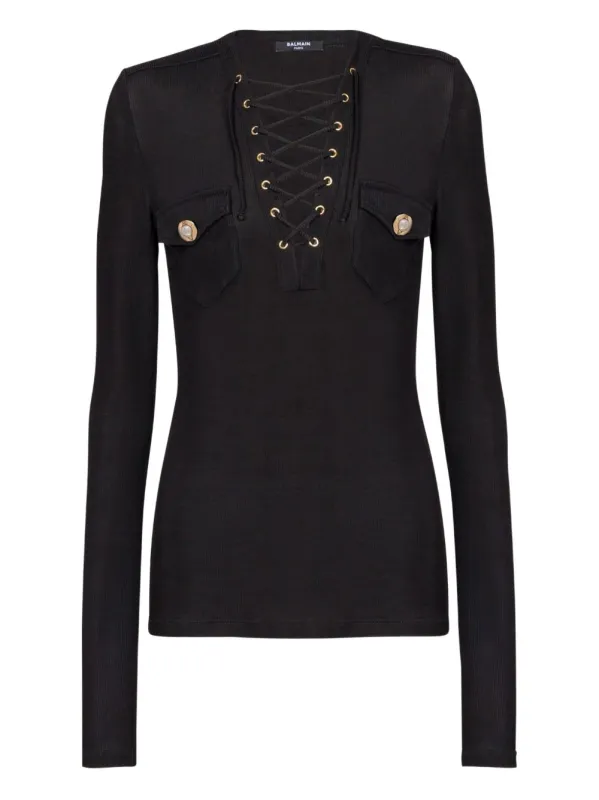 LONG-SLEEVED LACE-UP TOP made by Balmain