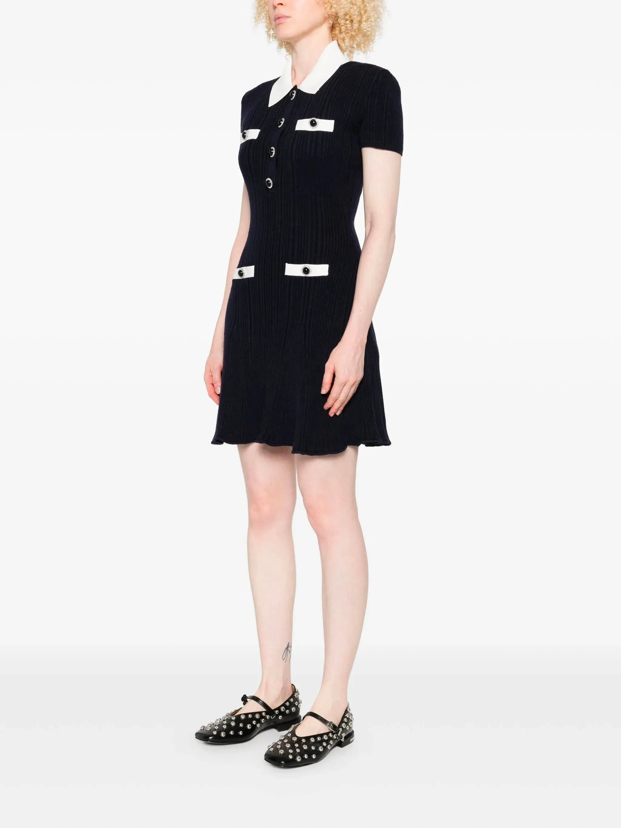 CONTRAST COLLAR KNIT MINI DRESS sold by Lord & Taylor product image thumbnail 3