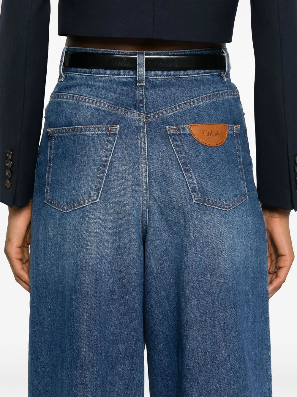 WIDE-LEG DENIM JEANS WITH HIGH WAIST AND FIVE-POCKET DESIGN sold by Lord & Taylor product image thumbnail 5