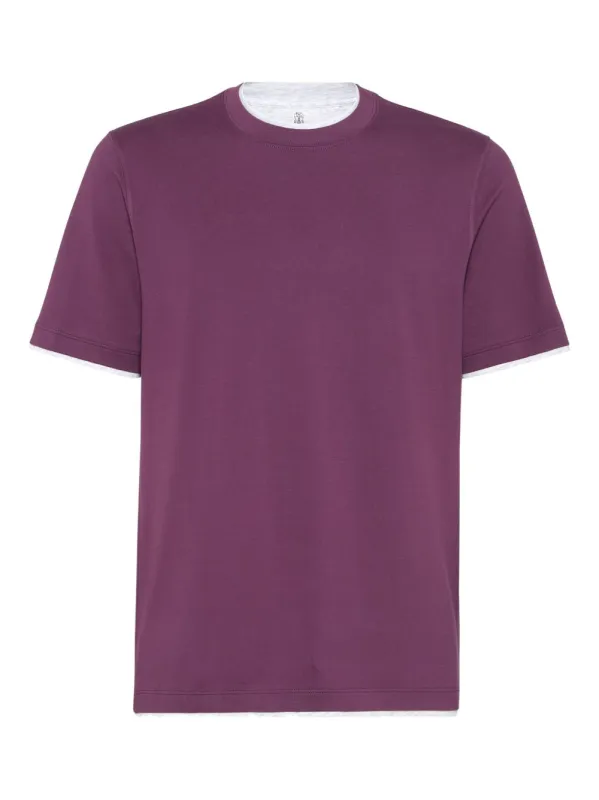 COTTON JERSEY CREW NECK T-SHIRT WITH FAUX-LAYERING sold by Lord & Taylor