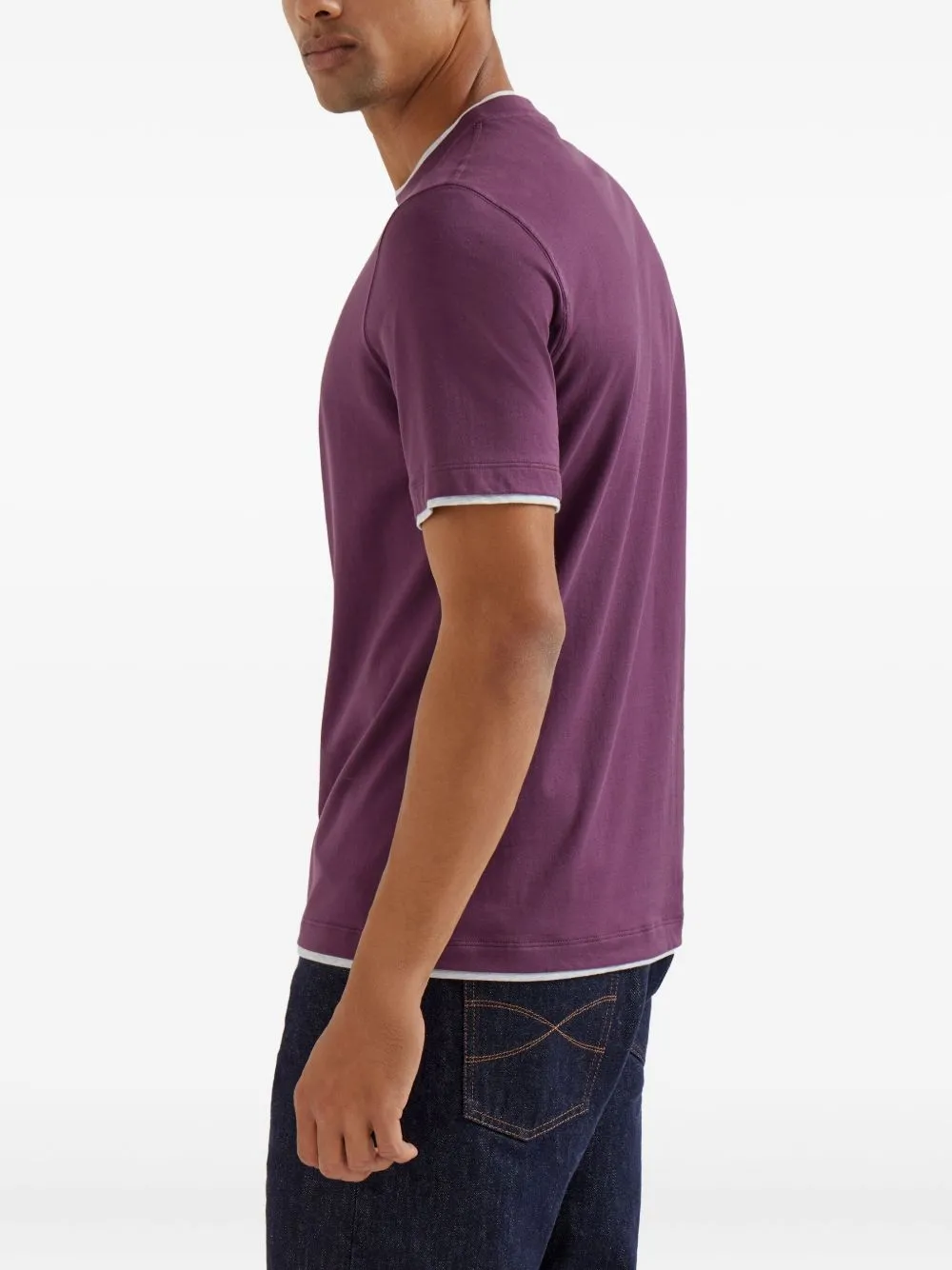 COTTON JERSEY CREW NECK T-SHIRT WITH FAUX-LAYERING sold by Lord & Taylor product image thumbnail 2