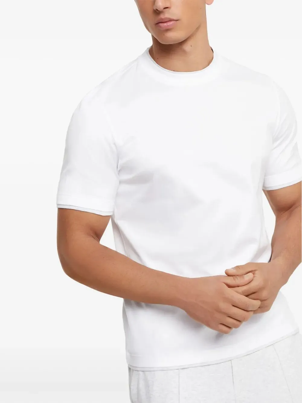 COTTON JERSEY CREW NECK T-SHIRT WITH FAUX-LAYERING sold by Lord & Taylor product image thumbnail 2