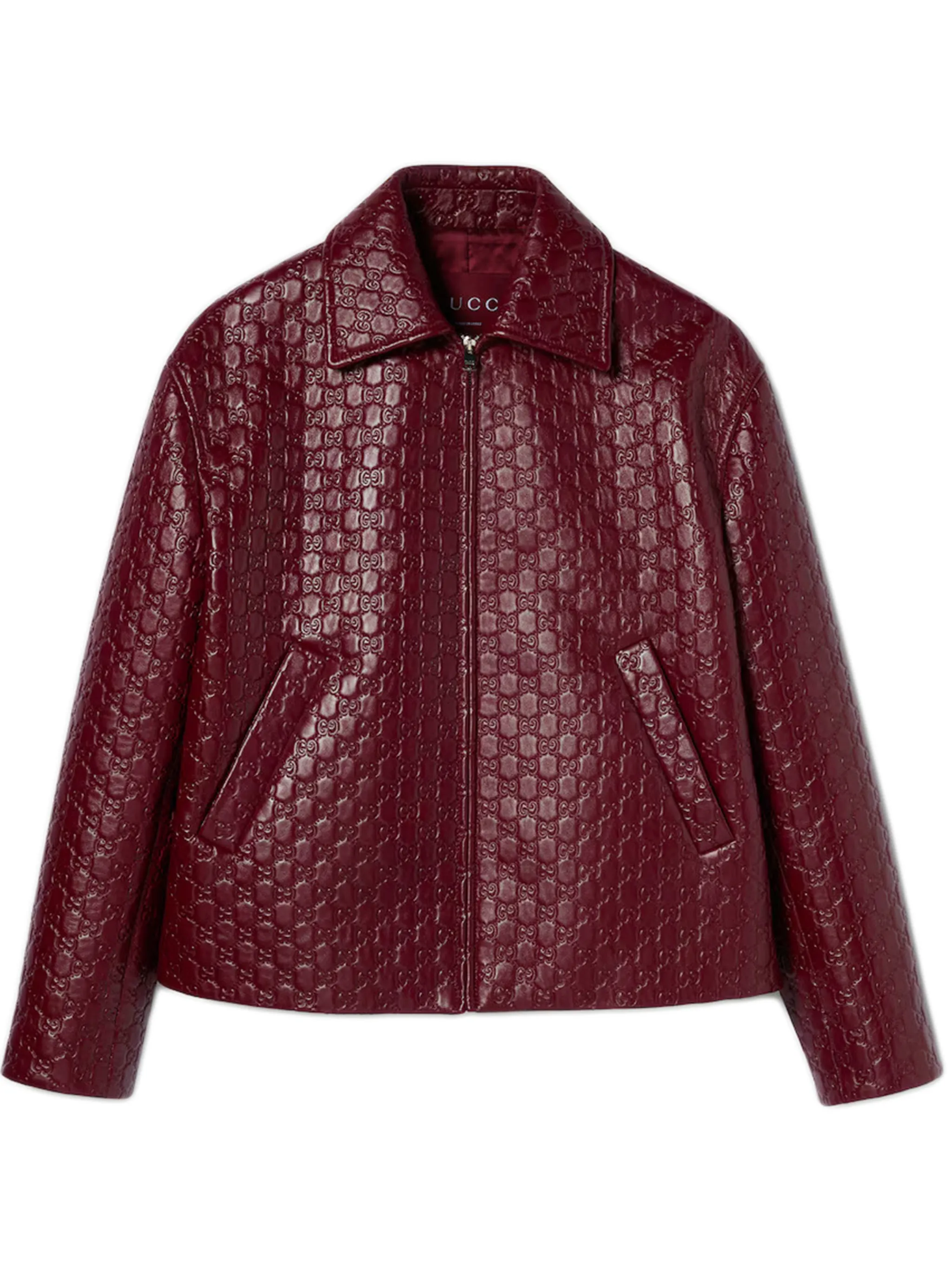 OVERSIZED LEATHER JACKET WITH EMBOSSED GG sold by Lord & Taylor