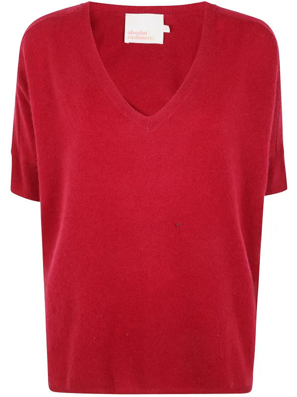 "GIUSTINA" SHORT SLEEVES V NECK OVERSIZED SWEATER sold by Lord & Taylor