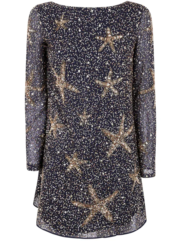 "ILSE" DRESS STARFISH EMBELLISHMENT NAVY sold by Lord & Taylor