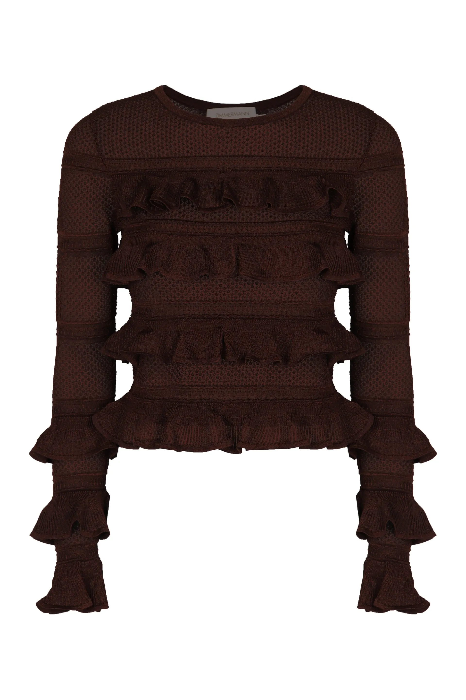 LONG SLEEVE KNIT TOP WITH RUFFLES sold by Lord & Taylor