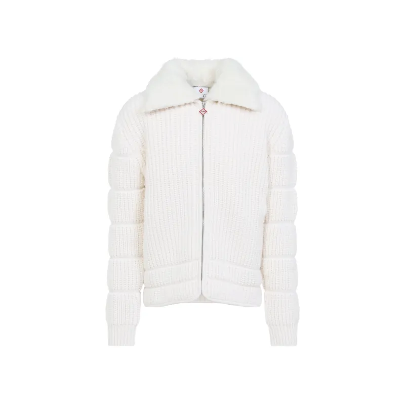 WHITE MERINO WOOL RIBBED PADDED JACKET sold by Lord & Taylor