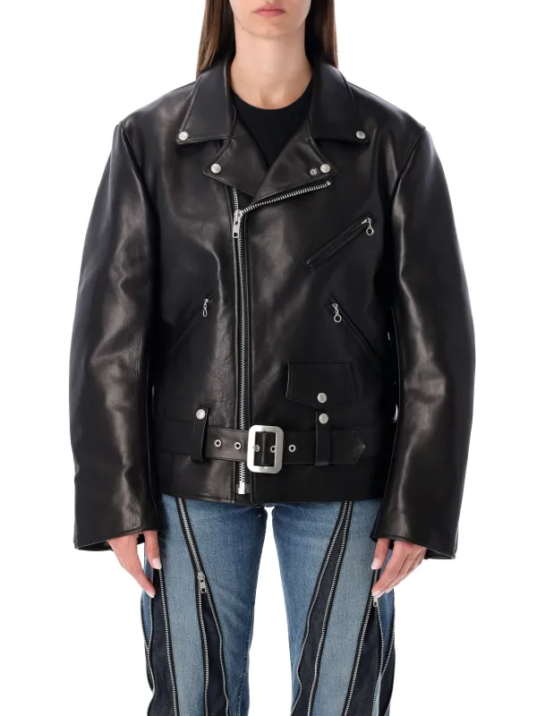 JUNYA WATANABE BLACK LEATHER BIKER JACKET sold by Lord & Taylor