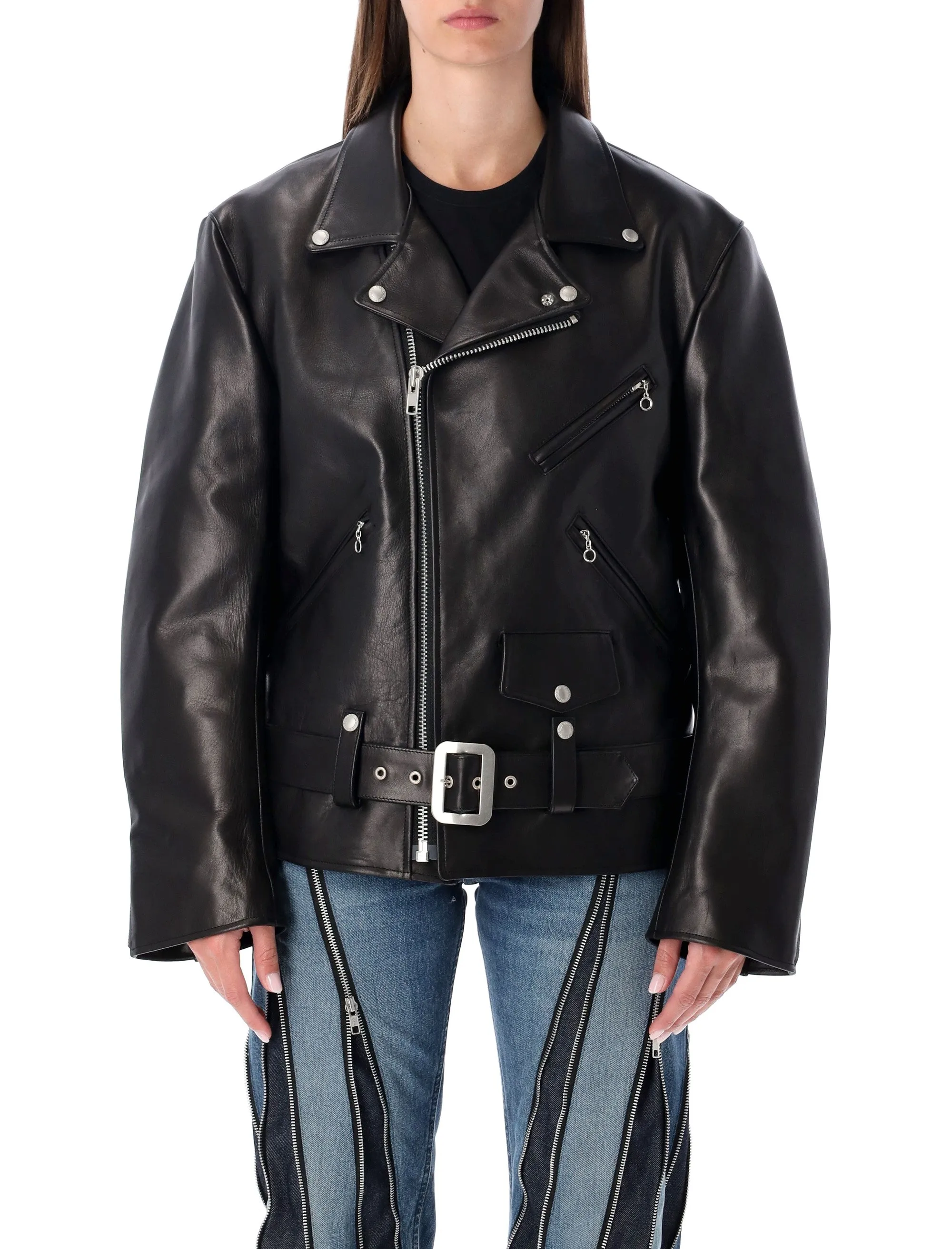 JUNYA WATANABE BLACK LEATHER BIKER JACKET sold by Lord & Taylor