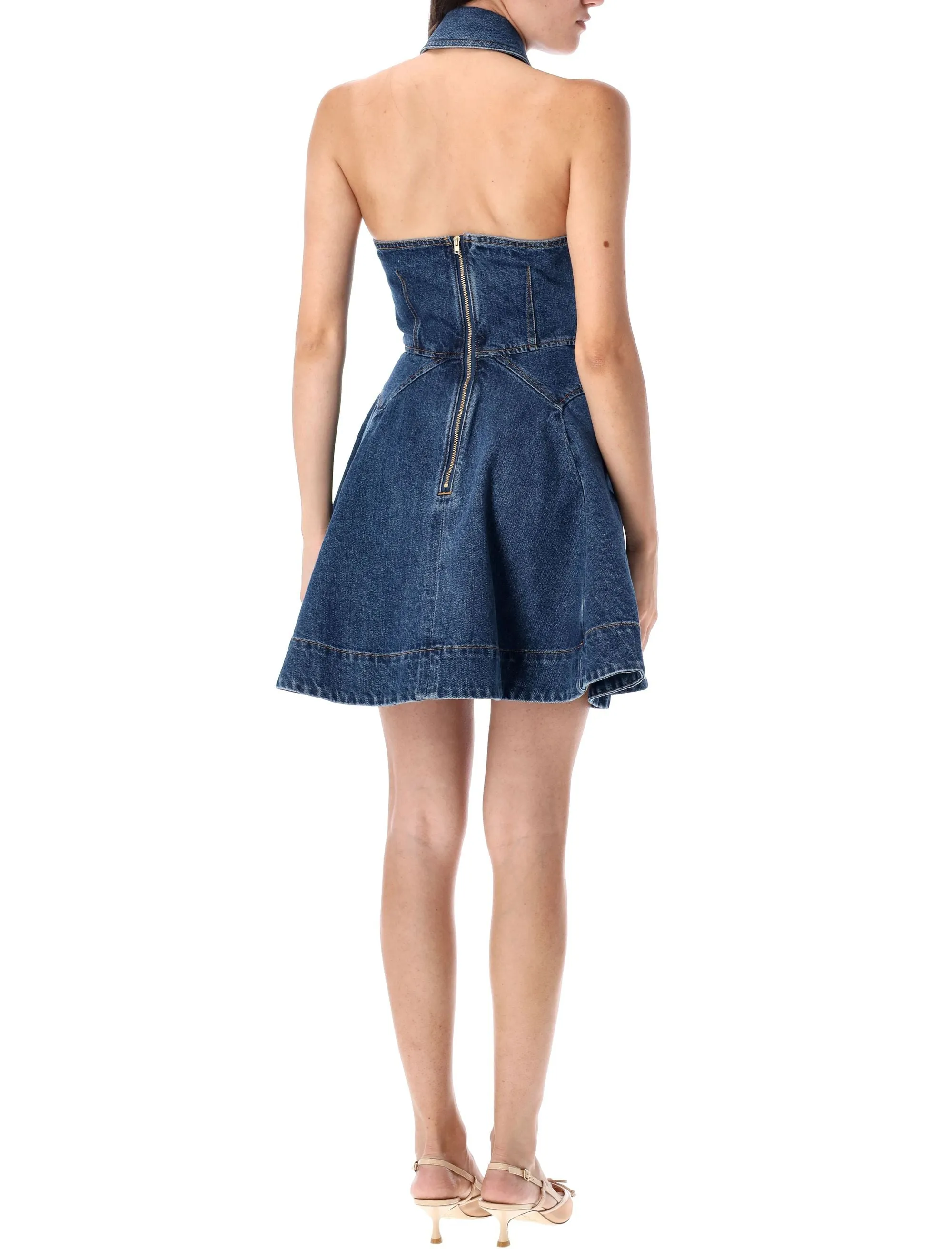 DENIM SLEEVELESS FLARED MINI DRESS sold by Lord & Taylor product image thumbnail 2