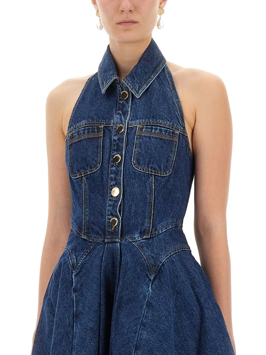 DENIM SLEEVELESS FLARED MINI DRESS sold by Lord & Taylor product image thumbnail 4