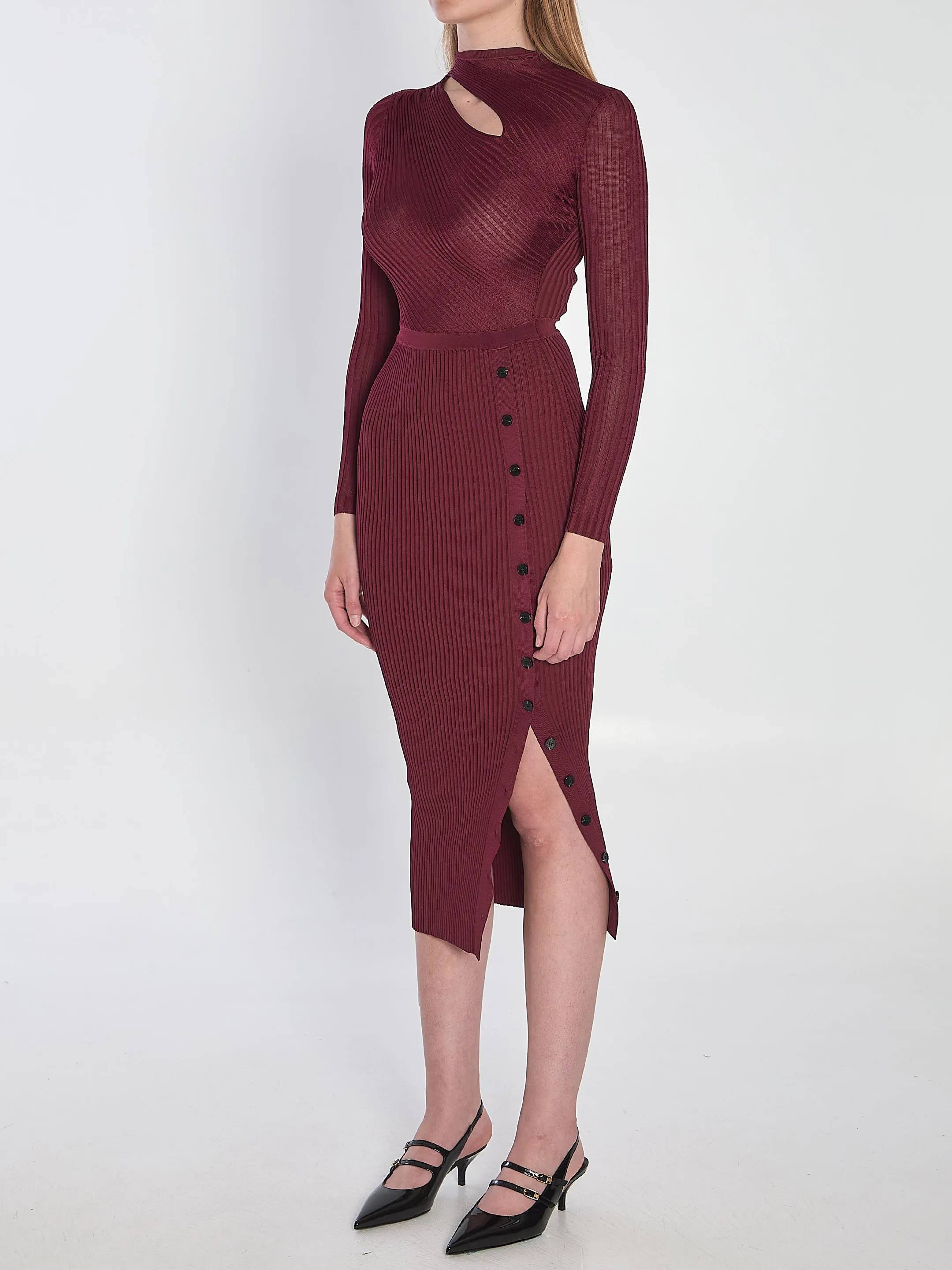 CUT OUT RIB KNIT MIDI DRESS sold by Lord & Taylor product image thumbnail 2
