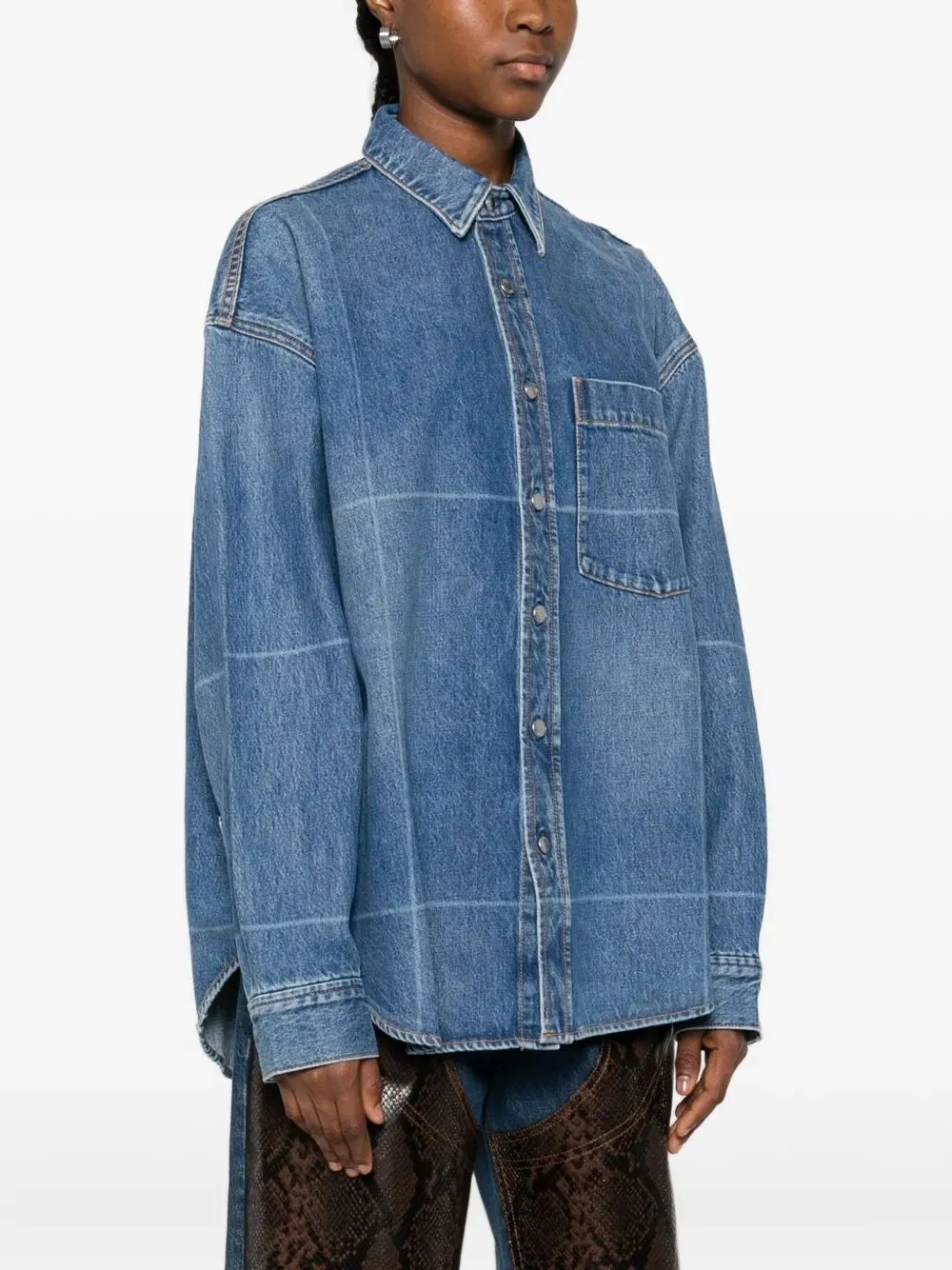 GRID-PATTERN DENIM SHIRT sold by Lord & Taylor product image thumbnail 3