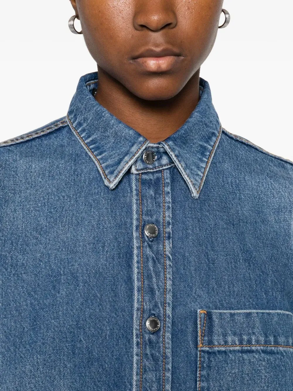GRID-PATTERN DENIM SHIRT sold by Lord & Taylor product image thumbnail 5