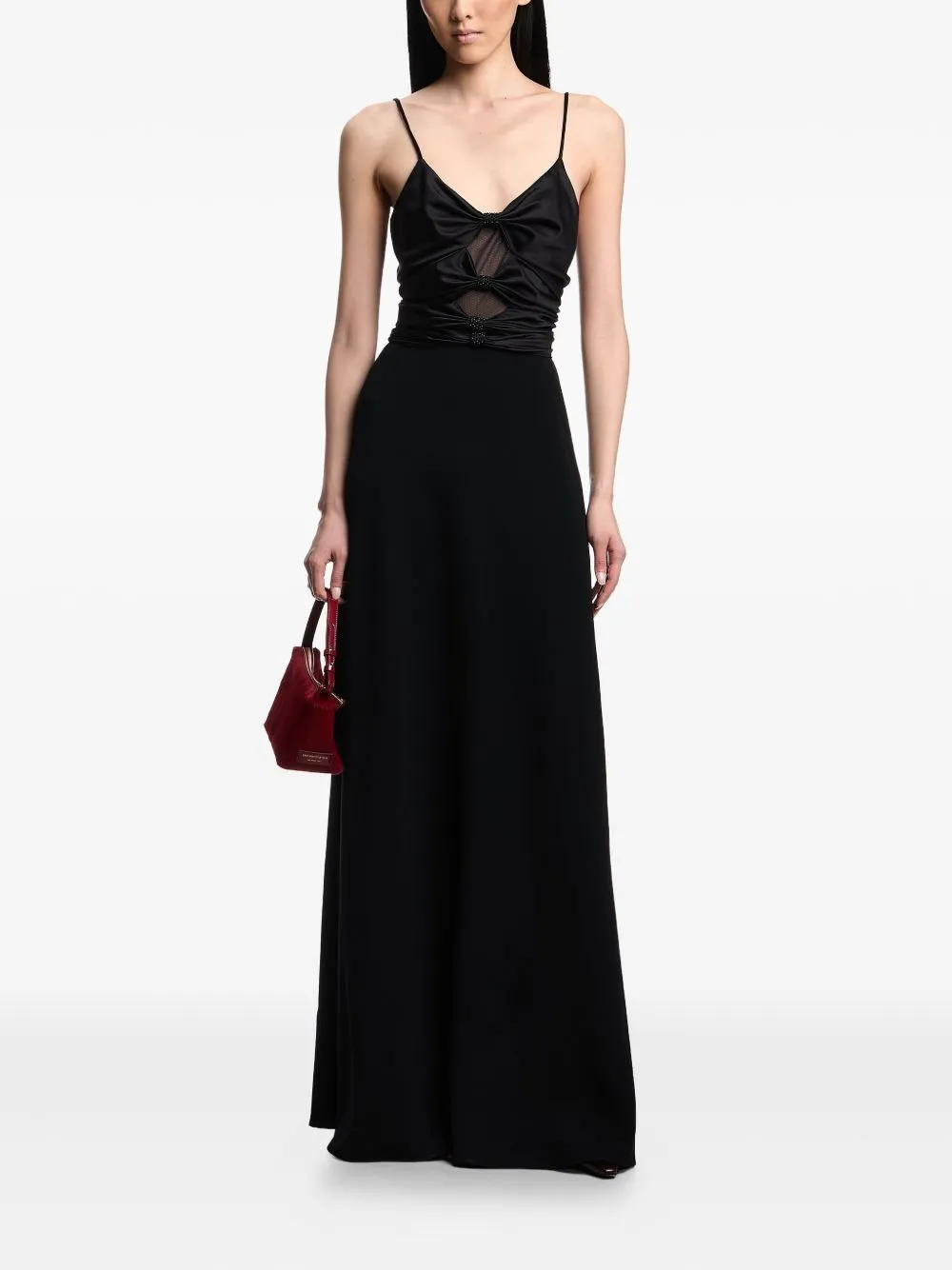 BLACK MESH GATHERED DRESS sold by Lord & Taylor product image thumbnail 2