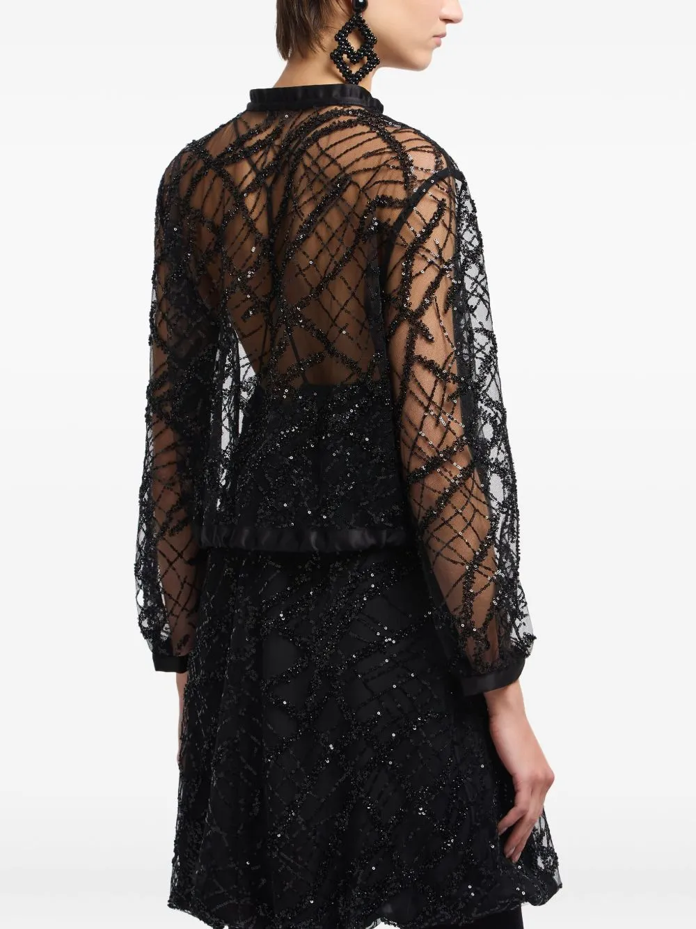 BLACK SEQUIN SHEER JACKET sold by Lord & Taylor product image thumbnail 3