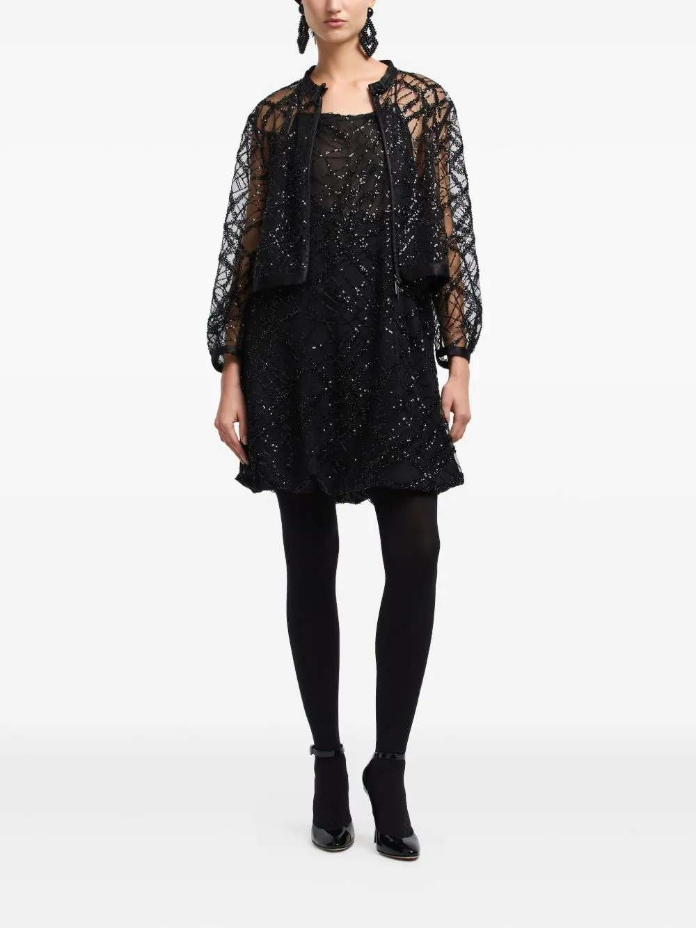 BLACK SEQUIN SHEER JACKET sold by Lord & Taylor product image thumbnail 4